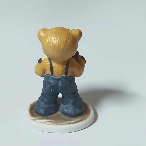 Vintage ceramic teddy bear with accordian, approx 3" tall, GUC - Picture 2 of 5